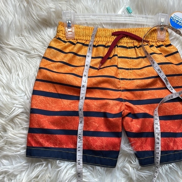Kidgets orange yellow black striped boys swim trunks swimsuit board shorts SZ 3T - Picture 16 of 17